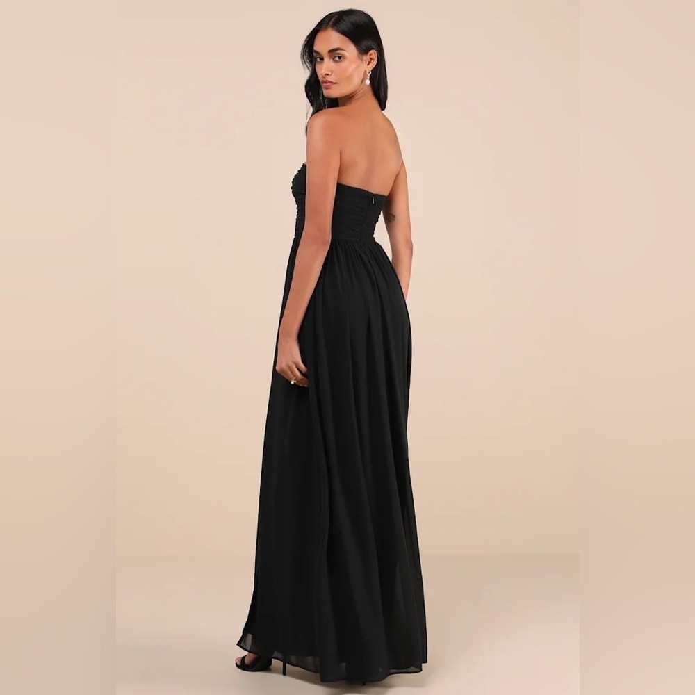 Lulus Luxe Favorite Black Strapless Ruched Maxi Dress - Picture 2 of 8